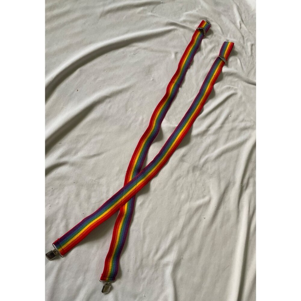 Rainbow Adjustable Suspenders With Metal Clips For Adults Or Kids Pride